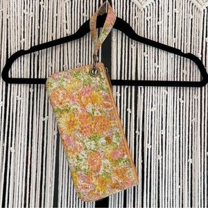 HOBO Special Edition Floral Snake Skin Leather Wristlet with Brass Hardware.